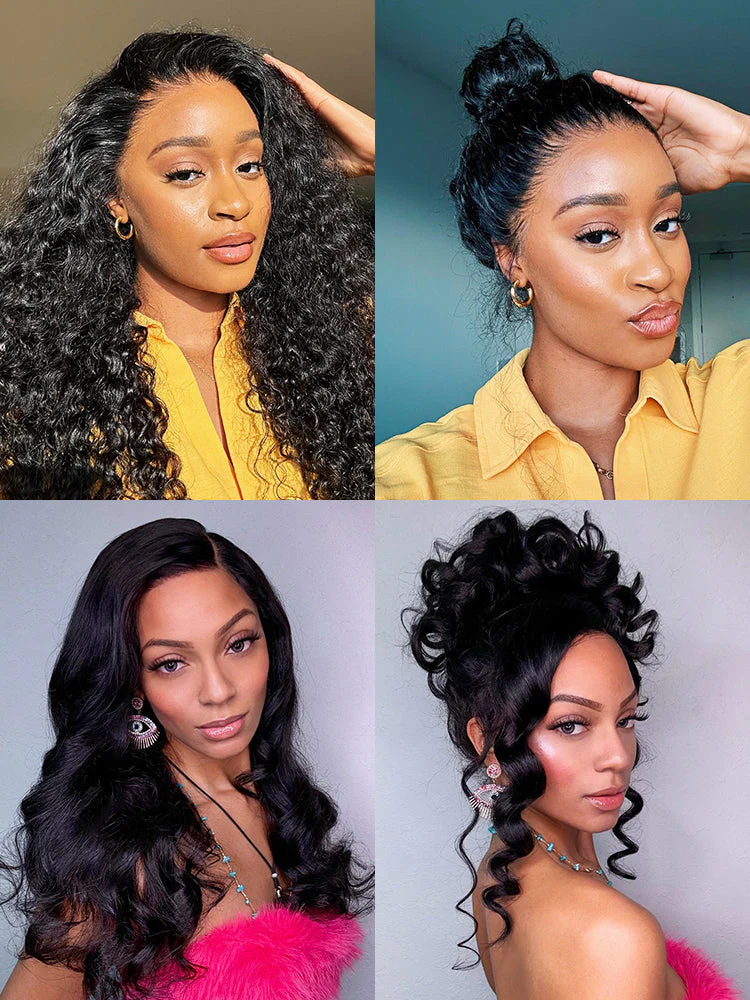 CurlyMe 360 Lace Fit Wear Go Pre-Bleached Water Wave Human Hair Glueless Wig Pre-Plucked - Image 9