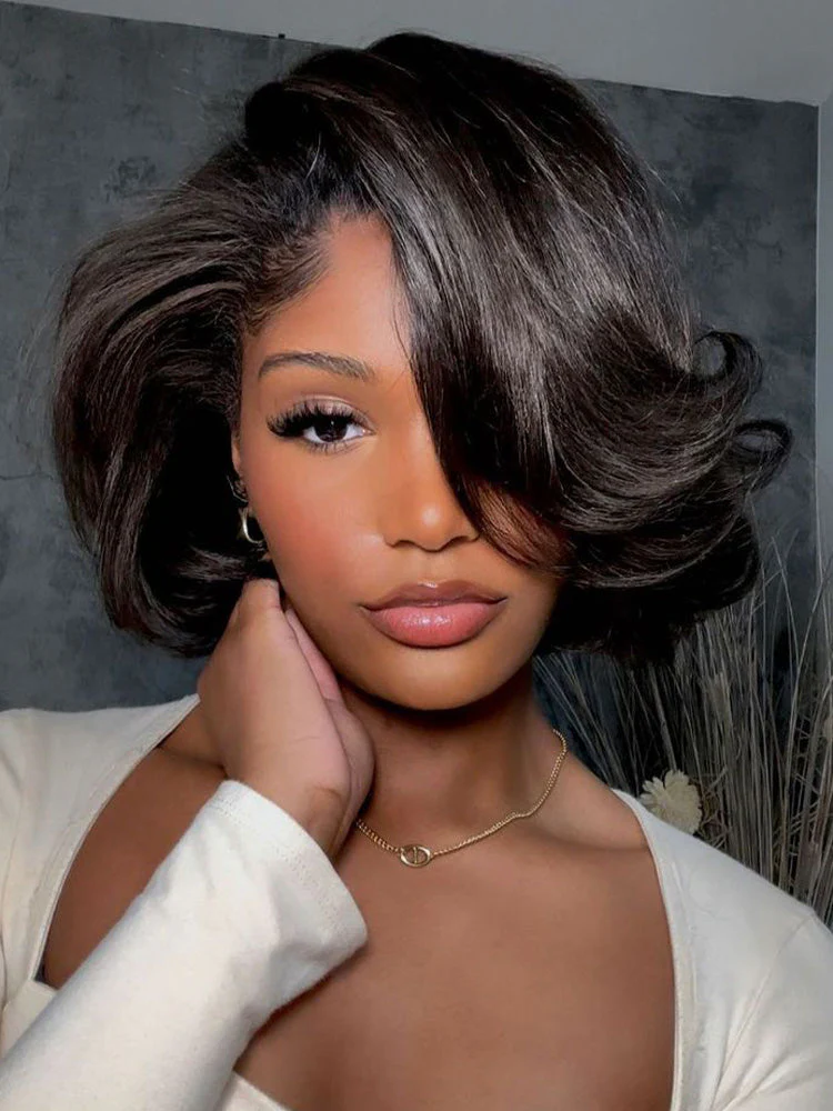 CurlyMe Wear Go Blow Out Straight Bob 7x5 HD Lace Glueless Wig Pre-Bleached Tiny Knots - Image 2