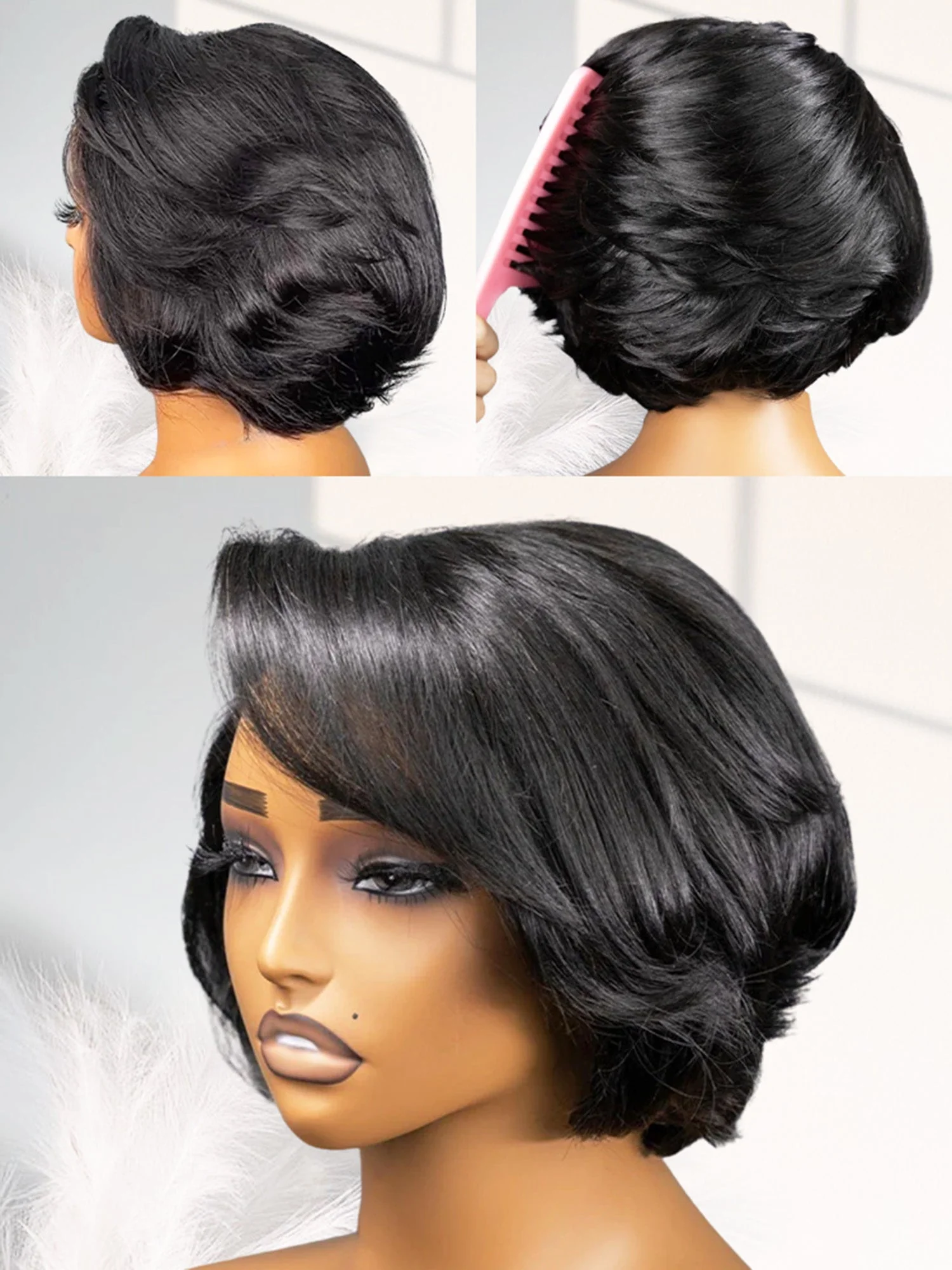 CurlyMe Wear Go Blow Out Straight Bob 7x5 HD Lace Glueless Wig Pre-Bleached Tiny Knots - Image 3