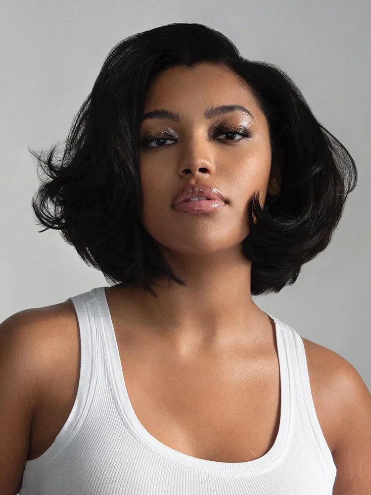 CurlyMe Wear Go Blow Out Straight Bob 7x5 HD Lace Glueless Wig Pre-Bleached Tiny Knots - Image 4