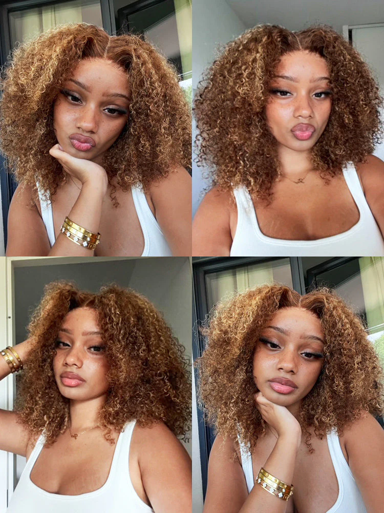 CurlyMe Wear Go Glueless Highlights Ombre Hair Pre-cut Lace Kinky Curly Wig For Tiktok - Image 14