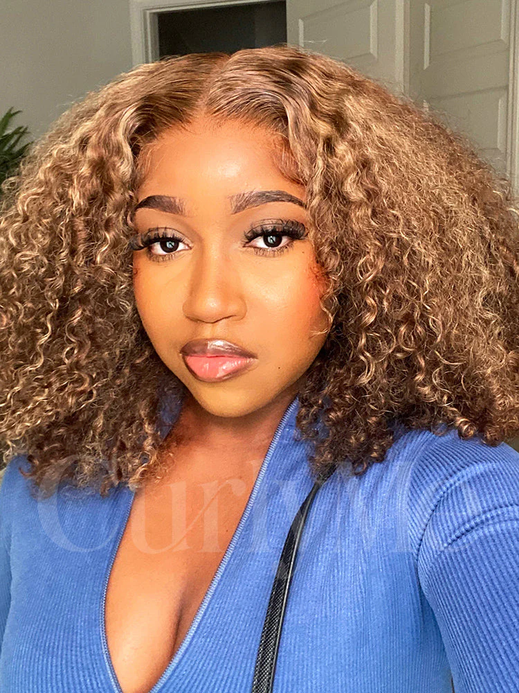 CurlyMe Wear Go Glueless Highlights Ombre Hair Pre-cut Lace Kinky Curly Wig For Tiktok - Image 5