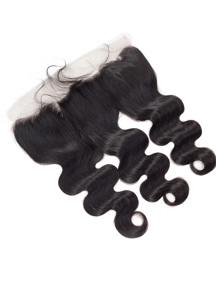 CurlyMe Body Wave Human Hair 13x4 Lace Frontal Natural Black - Image 2