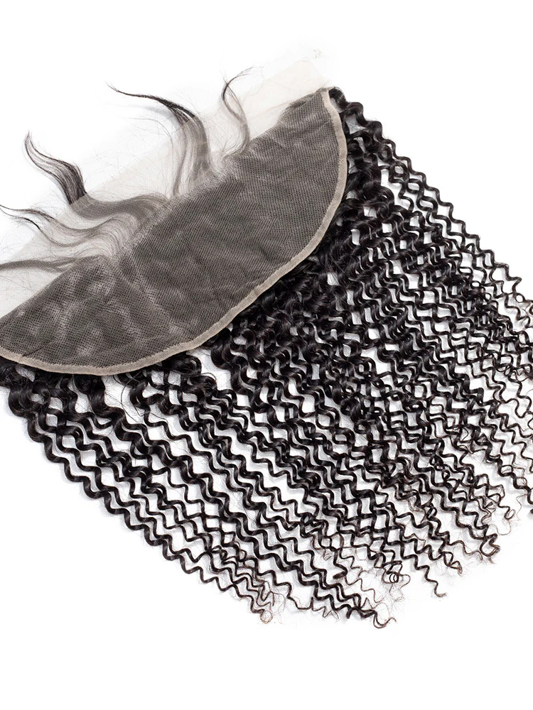 CurlyMe Kinky Curly Virgin Human Hair 13x4 Lace Frontal Natural Black - Image 2
