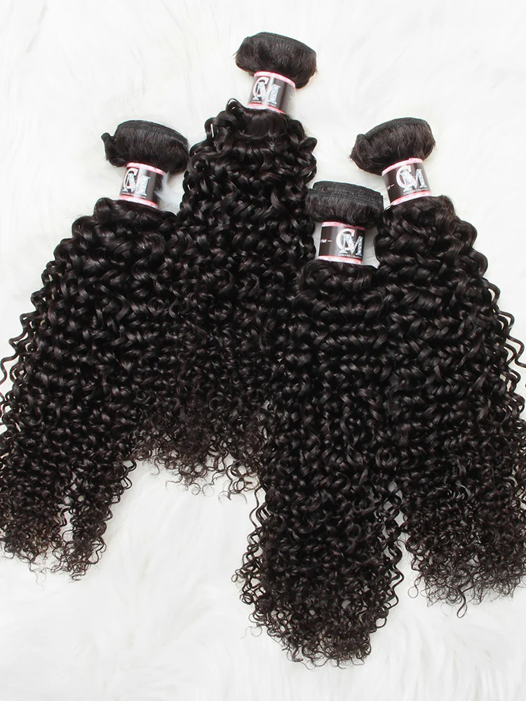 CurlyMe Kinky Curly Virgin Human Hair 4 Bundles with 13x4 Frontal Natural Black - Image 4