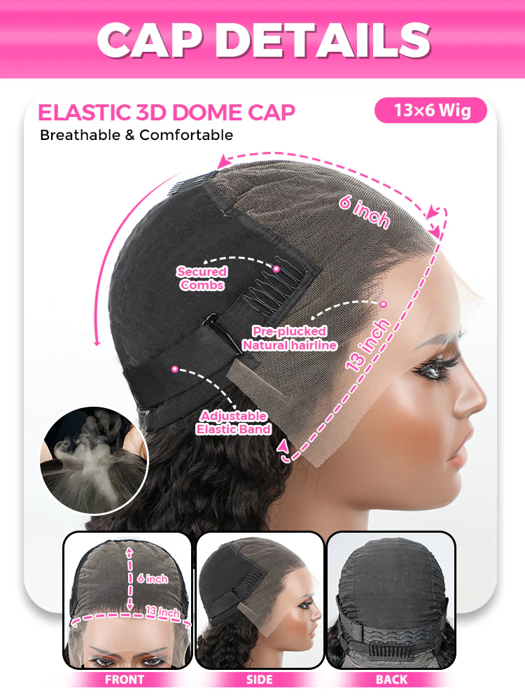 CurlyMe Water Wave Human Hair Undetectable 13x6 Swiss Lace Front Wig - Image 8