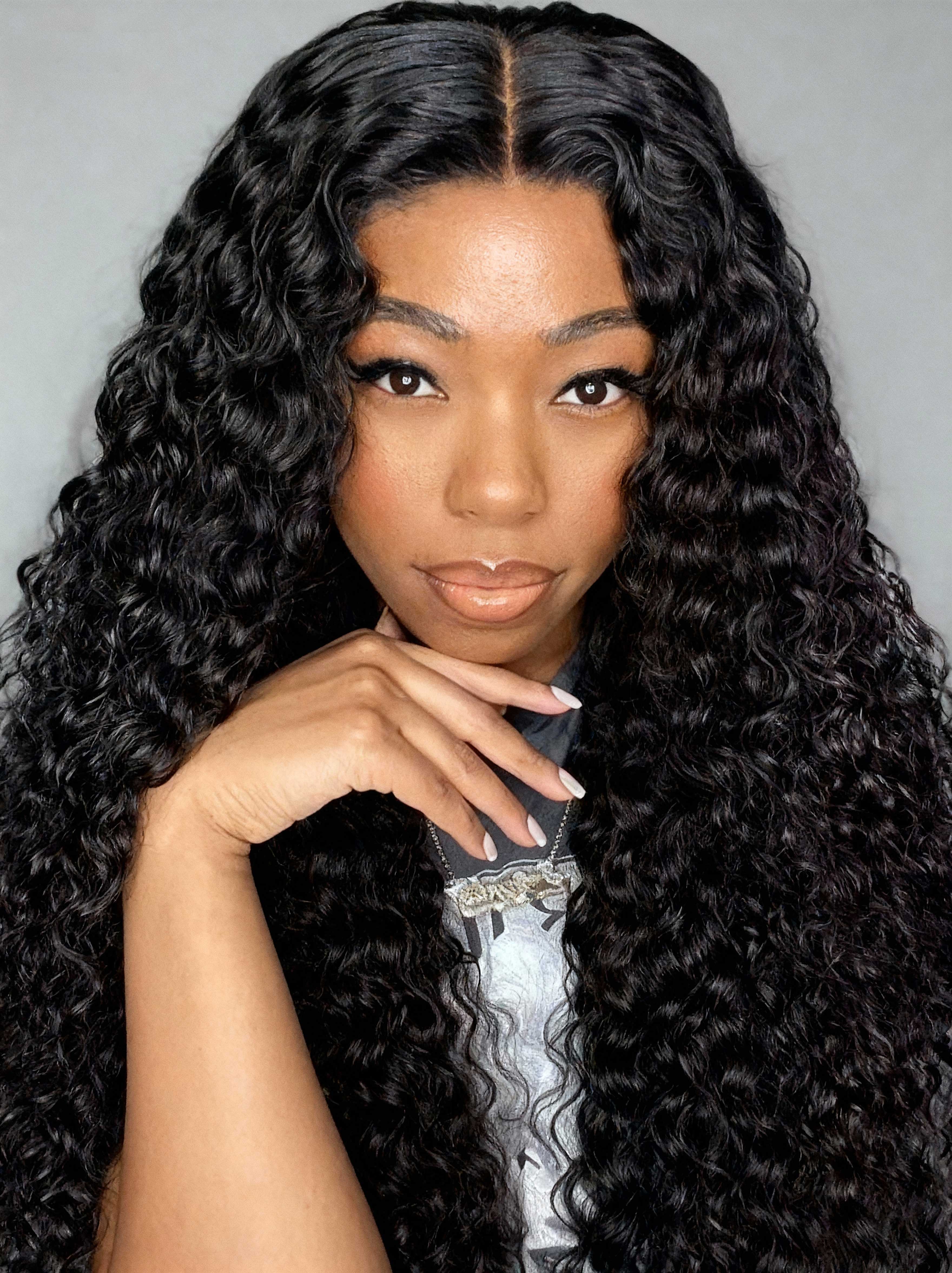 CurlyMe Pre Bleached Knots Water Wave Hair 13x4/13x6 HD Lace Frontal Wig With Elastic Drawstring Wear Go Wig