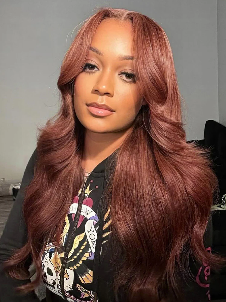 CurlyMe Pre-cut 9x6 Lace Reddish Brown Body Wave Hair Wear Go Glueless Mini Knots Wig Pre-plucked - Image 3