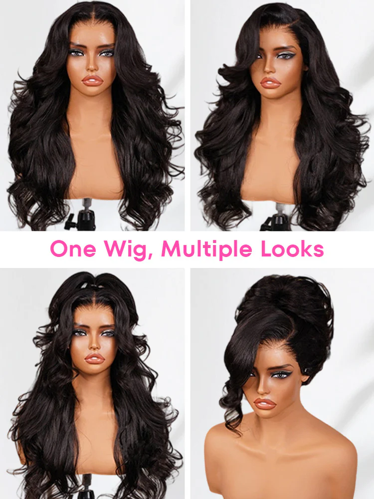CurlyMe Pre-Styled Butterfly Cut Layer Natural Black Yaki Straight 9x6 HD Lace Wear Go Glueless Wig - Image 5