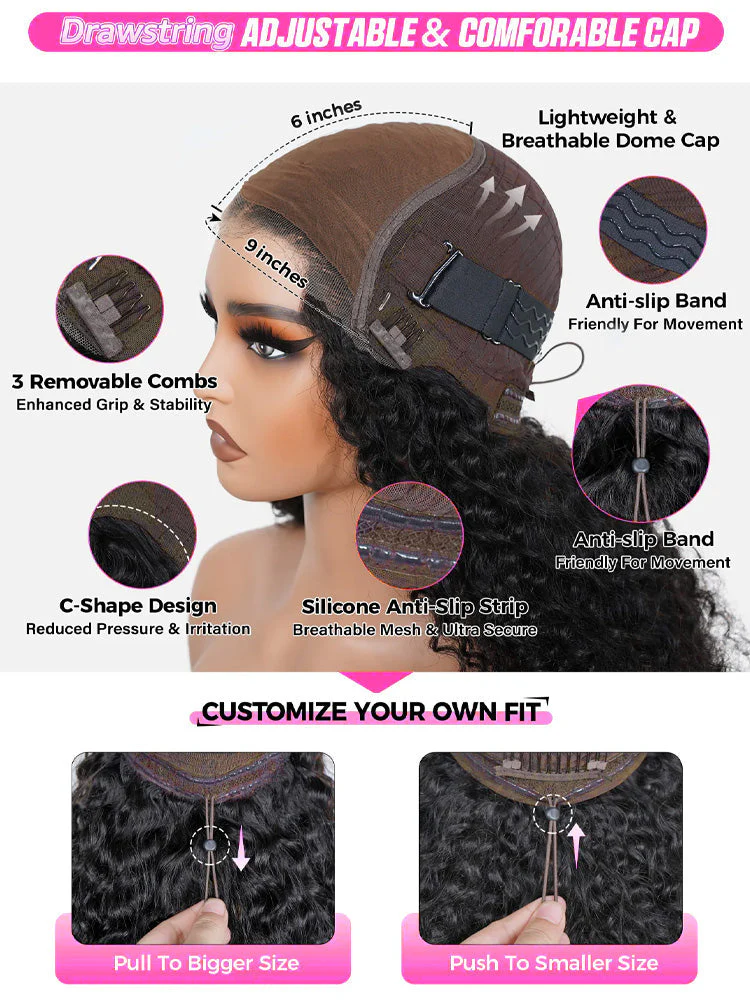 CurlyMe Bleached Knots 250% Density Right Side Part 9x6 Straight Human Hair Wear Go Glueless Wig - Image 6