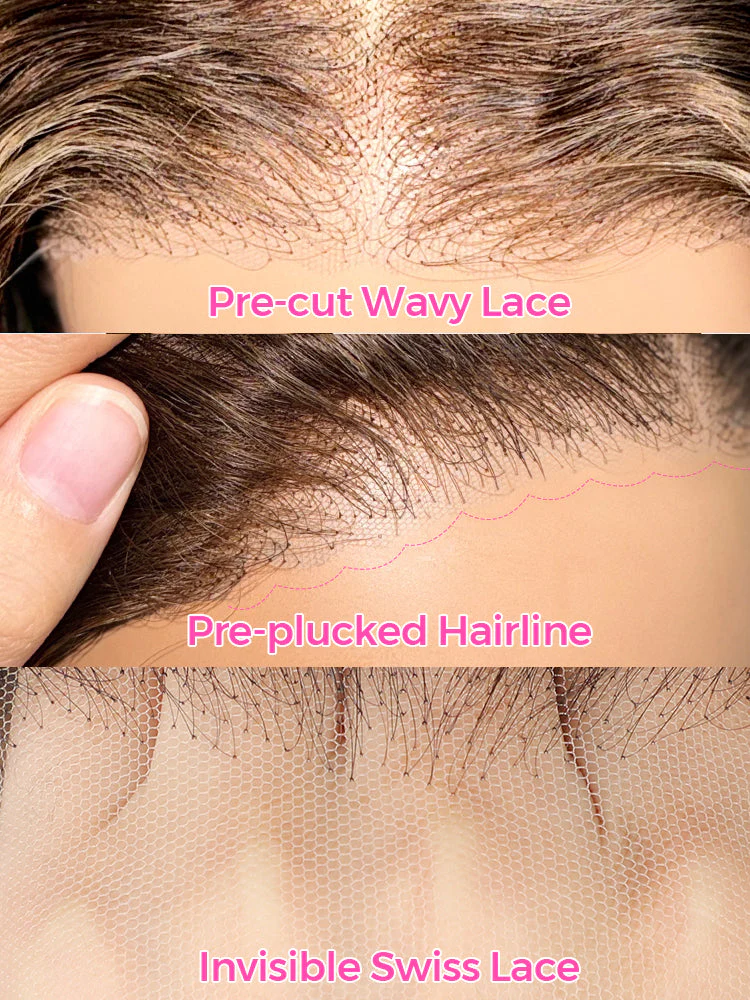 CurlyMe Wear Go Highlight Brown Color Face-Framing Layered Cut Body Wave Wig Pre-Cut Lace Glueless Wigs - Image 8