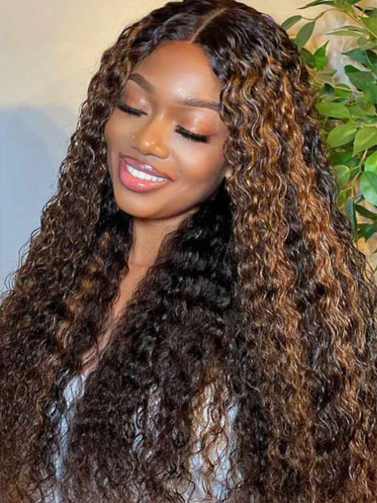 CurlyMe Wear Go Glueless Balayage Highlight Ombre Brown Water Wave Wig Pre-plucked - Image 3
