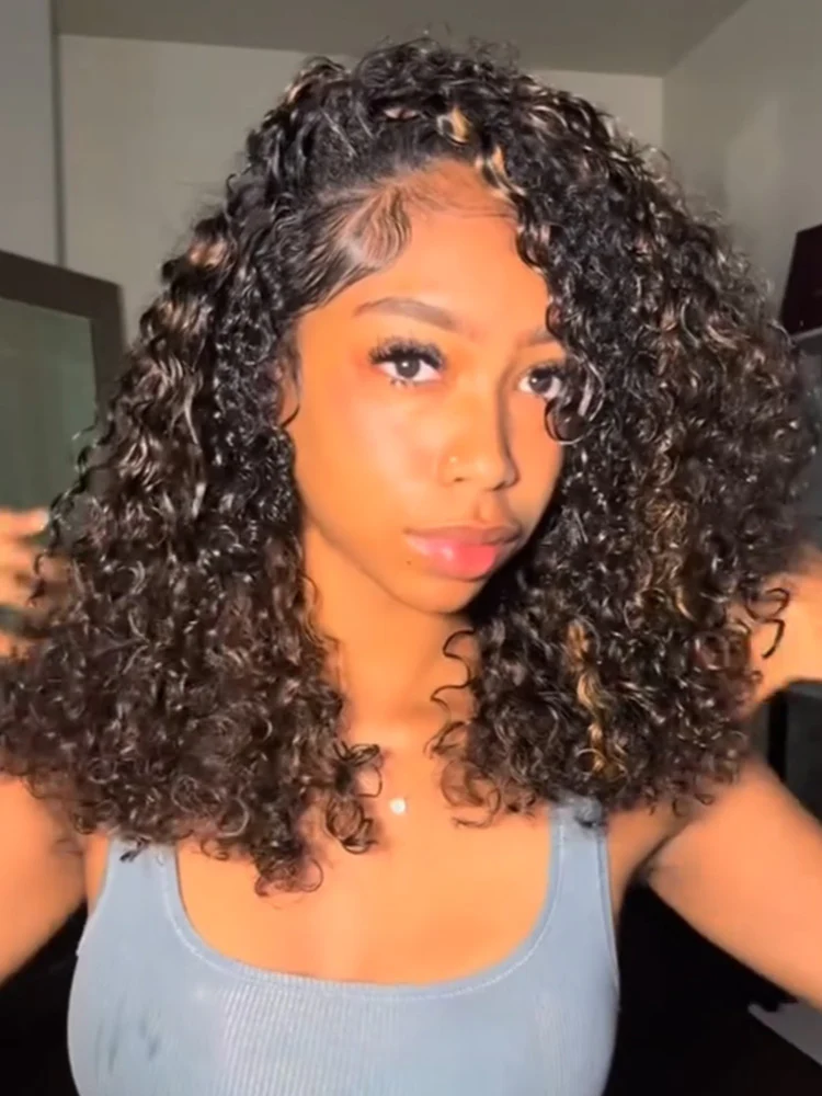 CurlyMe Wear Go Glueless Balayage Highlight Ombre Brown Water Wave Wig Pre-plucked - Image 4